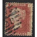 GB 1858 QUEEN VICTORIA 1d RED PLATE 143 USED SG...