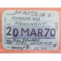 BR Season Ticket Hounslow East - Monument 1970