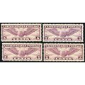 C12, Mint VF/XF NH 5¢ FOUR Very Fresh Stamps CV...