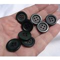 D10 Dark Green Black Buttons 20mm 3/4 Inch 4 Ho...