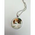 Beautiful Beagle Glass Cabochon Dog Pendant Sil...