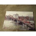 1940s Postcard - Buses on London bridge - Artis...