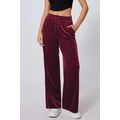 Burgundy Solid Drawstring Waist Wide Leg Pants