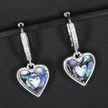 Paua Shell Drop Earrings Heart Shaped Hinged Ho...