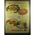 1950 Minute Rice Ad - recipes for: Chicken and Rice Hawaiian, Seafood Skillet