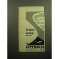 1957 Lufthansa Airlines Ad - 12 hours to paris