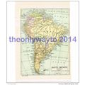 South America, Book Map Illustration (Print), J...