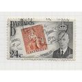 BARBADOS 1952 KG6 24c STAMP CENTENARY ON USED S...