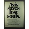 1971 Avix Rent-a-Car Ad - Saves Lost Souls