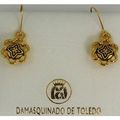 Damascene Gold Geometric Design Drop Earrings b...