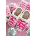 White Dolly Vibes Only Slip On Plush Slippers