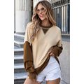 Apricot Color Block Thumbhole Sleeve Drop Shoul...