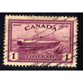 Canada 1946 - 47 KGV1 $1 Purple Train Ferry use...