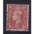 GB 1941-2 GEORGE VI 1½d PALE RED BROWN USED SG487