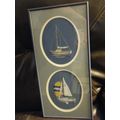 Handmade Framed & Matted Cross Stitched Sail Bo...