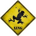 Frog Crossing 8" Metal Sign yellow caution alum...