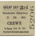 B.R. Edmondson Ticket - Stockport Edgeley to Crewe
