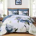 Dobuyly Blue King Size Comforter Set 7 Piece Be...
