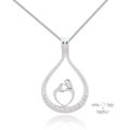 Sterling Silver CZ Mother and Child Pendant Nec...