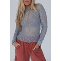 Ashleigh Blue Sheer Floral Lace Long Sleeve Sli...