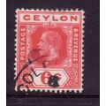 CEYLON 1912 SG 309 6c SCARLET FINE USED