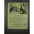 1949 Lloyds Bank Ad - A matter of credit
