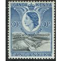KUT 1954 Royal Visit 30c Black and Deep Ultramarine SG166 MM