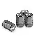4 X GREY METAL GTI LOGO TYRE VALVE DUST CAPS - ...