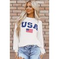 White USA Flag Corded Graphic Sweatshirt