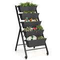 5-Tier Vertical Raised Garden Bed with Wheels a...