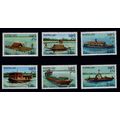 LAOS 1982 RIVER CRAFT BOATS SET 6 VALS UM MINT #2