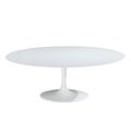 78” White Oval Pedestal Stem Dining Table with ...