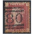 1858 SG43 1d Red Plate 137 Good Used "MA".