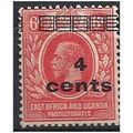 East Africa & Uganda Prot. 1919 SG64 4c on 6c S...