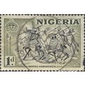 NIGERIA, Bornu horsemen, grey 1953, 1d