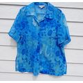 Womens Dressbarn Blue Sheer Blouse Top 16W 48 C...