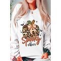 Beige Spooky Leopard Pumpkin Print Crew Neck Sw...