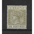 Gibraltar.SG25 20c Olive-Green.Mounted Mint.Sep...