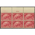 615, Mint NH 2¢ VF Top Plate Block of Six Stamp...
