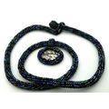 Black Rainbow Bead Crochet Rope Choker Paua She...