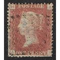 GB 1858 QUEEN VICTORIA 1d RED PLATE 142 USED SG...