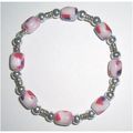 Bracelet #055 expandable silver metal & glass b...