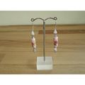 Pink Flower Bead Earrings & Silver Plated Hooks