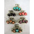 Jeweled antique bronze hair claw clip with crys...