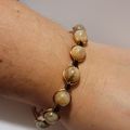 Handmade Wire Wrapped Cuff Sunstone Bead Bracelet