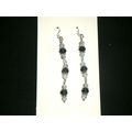 Exquisite black & grey glass long swing earring...