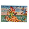 VINTAGE LINEN AMERICAN HUMOUR POSTCARD IRATE WI...