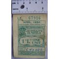 1950 Motor Fuel Ration Coupon 1L CWX 400