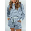 Sky Blue Checkerboard Long Sleeve Pullover and ...