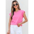Bonbon Braided Cap Sleeve Crew Neck T Shirt